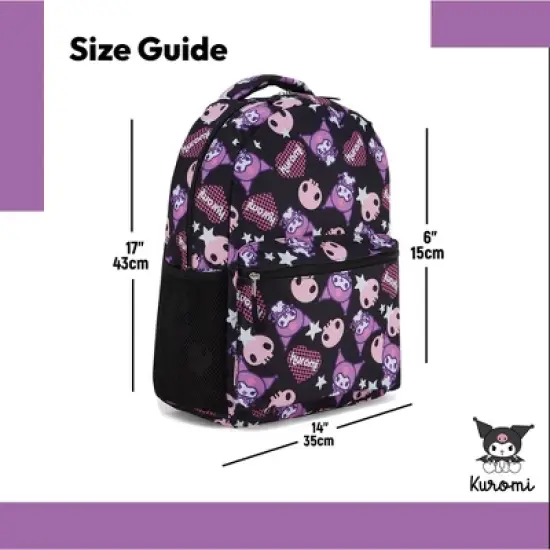 Hello Kitty Allover School Backpack - Hello Kitty, My Melody, Kuromi, Keroppi - Officially Licensed Hello Kitty School Bookbag image {3}