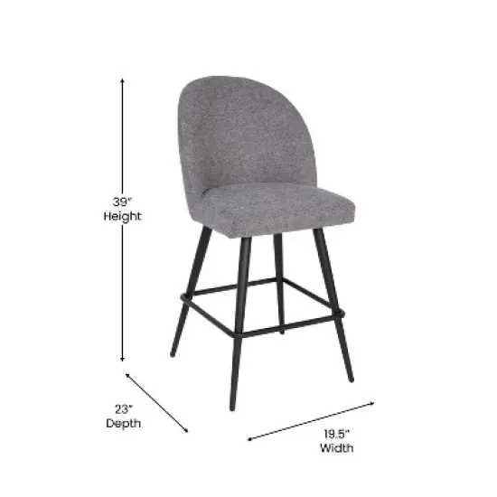 Merrick Lane Set of 2 Modern Armless Counter Stools with Contoured Backs, Steel Frames, and Integrated Footrests image {6}