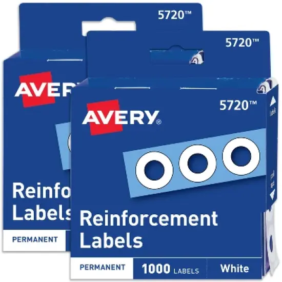 Avery Hole Reinforcement Label Stickers, White, 1,000 Per Pack, 2 Packs, 2,000 Total Labels (05720) image {5}