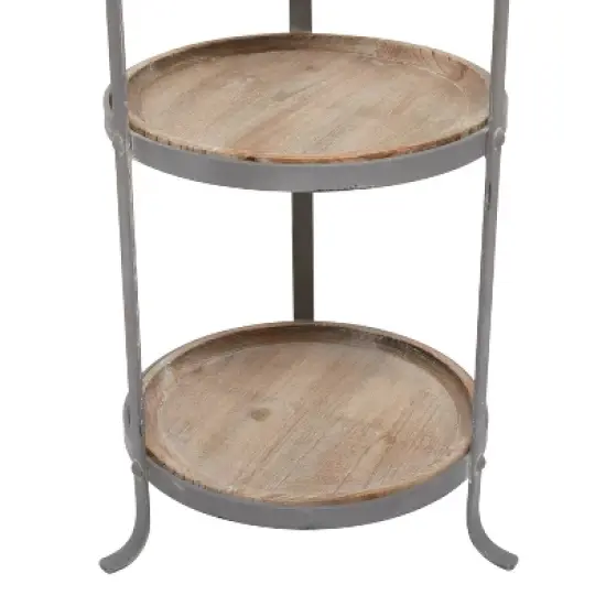 Industrial Metal Round Tiered Table Gray - Olivia & May image {4}