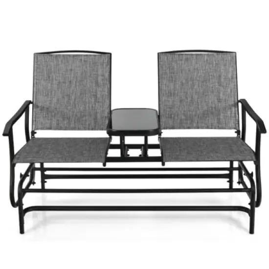 Tangkula Patio Loveseat Rocking 2 Person Outdoor Double Glider Chair With Center Table image {9}