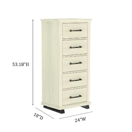 Festivo 2pc Contemporary 9 Drawer Dresser and 24 inch 5 Drawer Chest Set Saw Cut Off-White: Meets ASTM Safety, Bedroom Storage image {9}
