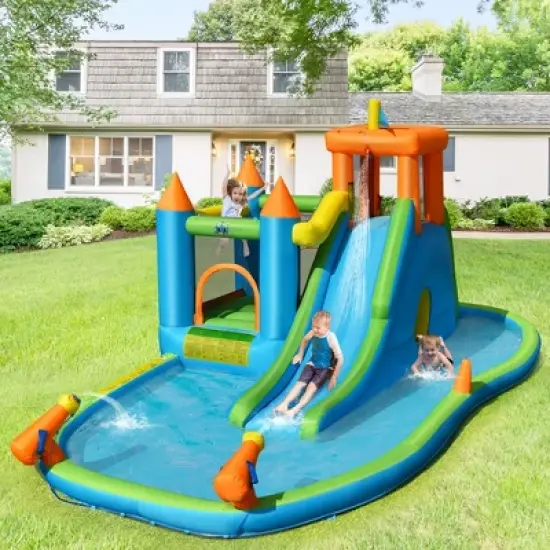 Bountech Inflatable Water Slide Kids Bounce House Splash Pool without Blower image {3}