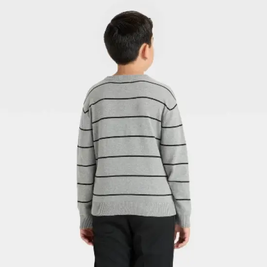 Boys' Striped Pullover Sweater - Cat & Jack&trade; Olive Green/Cream image {1}
