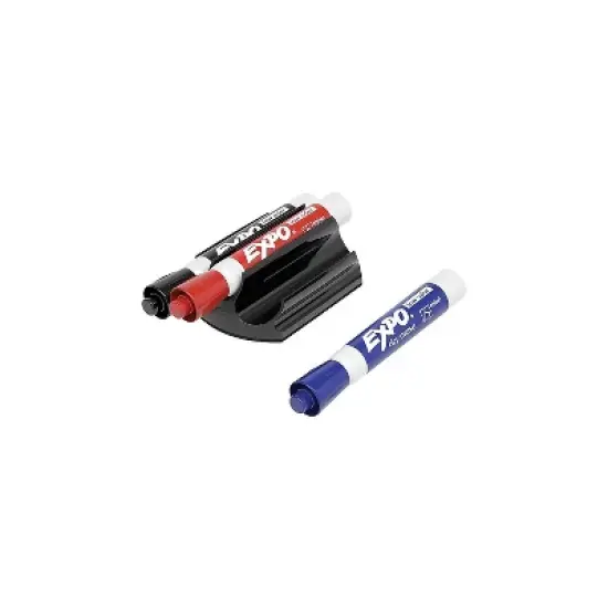 EXPO Magnetic Clip Eraser w/3 Markers Chisel Black/Blue/Red 1 Set 81503 image {3}