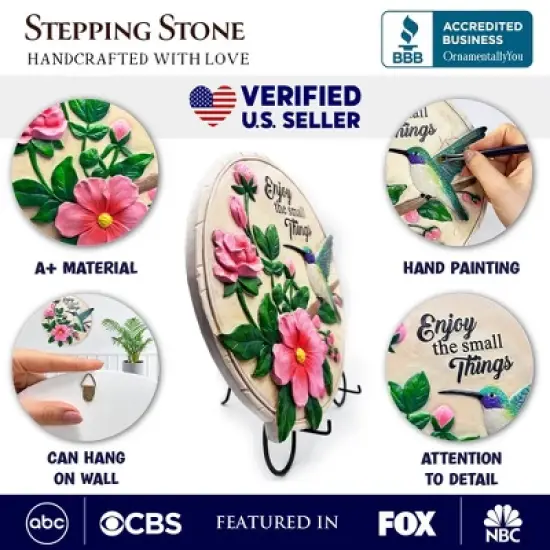 Enjoy the Small Things Hummingbird Stepping Stone, 9.5" Decorative Garden Appreciation Gift| OrnamentallyYou image {1}