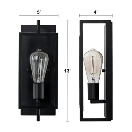 C Cattleya 2-Pack Matte Black Wall Sconce Vanity Light with Clear Glass Pane image {5}