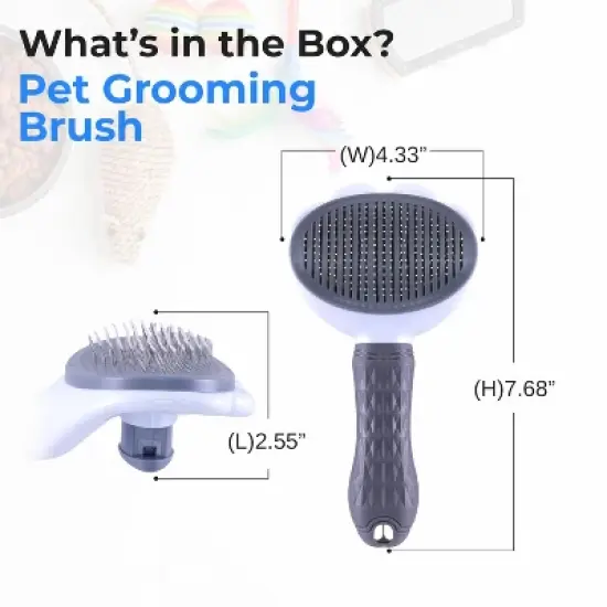 SereneLife Self-Cleaning Pet Grooming Brush with Massage Bristles & Easy Release Button &ndash; Gray &ndash; SLPTBRSH1 image {6}