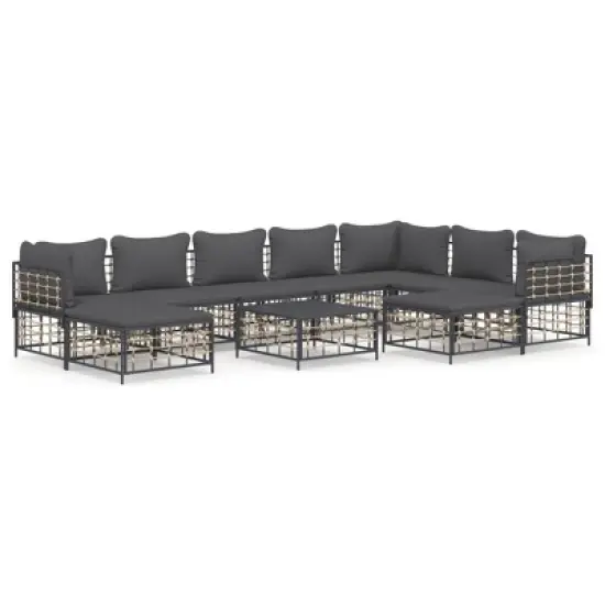 vidaXL Garden Lounge Set Set of 10 Anthracite image {10}