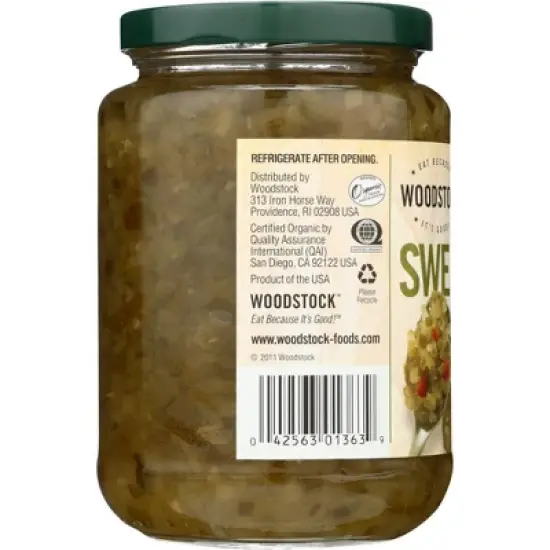 Woodstock Foods Organic Sweet Relish - Case of 12/16 oz image {3}