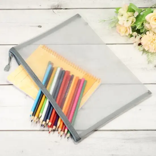 Unique Bargains Nylon Mesh Zipper Pencil Case Storage Pockets 6 Pcs image {4}