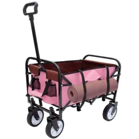 CAVINAS Folding Shopping Cart with Strap Design,Folding Wagon with All-Terrain Wheels,Utility Cart for Camping,Shopping,Sports,Gardening image {9}