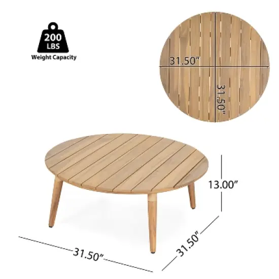 Christopher Knight Home Arduin Rustic Patio Slat Design Acacia Wood Coffee Table image {2}