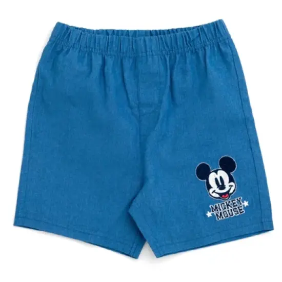 Disney Mickey Mouse Mickey Mouse Baseball Jersey V-neck Button Down Shirt Denim Shorts Outfit Set Newborn to Infant image {4}