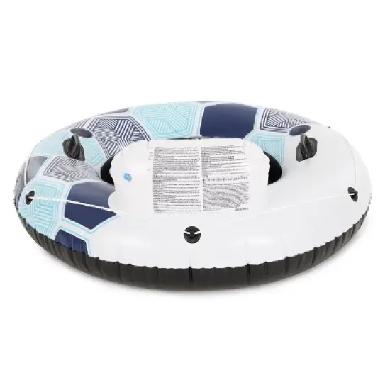 Bestway 15496 CoolerZ Rapid Rider Inflatable River Lake Pool Inner Tube Float with Built In Backrest and Wrap Around Grab Rope, Blue Hexagon, 6 Pack image {2}