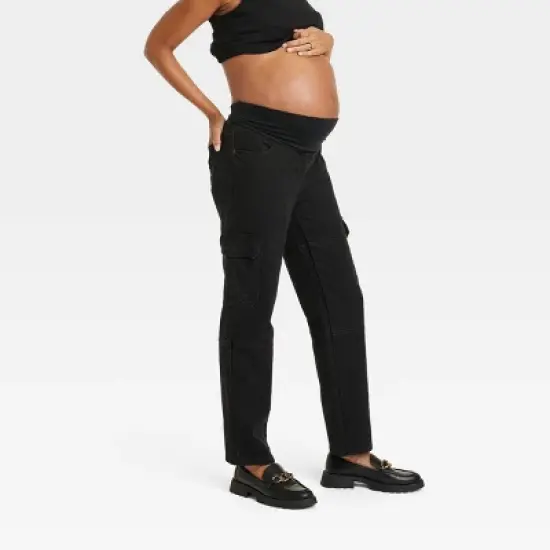 Over Belly 90's Straight Maternity Jeans - Isabel Maternity by Ingrid & Isabel&trade; image {3}