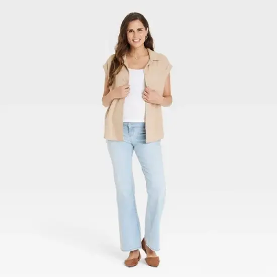 Under Belly High-Rise Denim Flare Maternity Pants - Isabel Maternity by Ingrid & Isabel&trade; image {2}