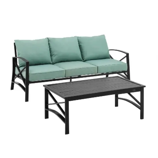 Kaplan 2pc Outdoor Sofa Set - Mist - Crosley image {5}