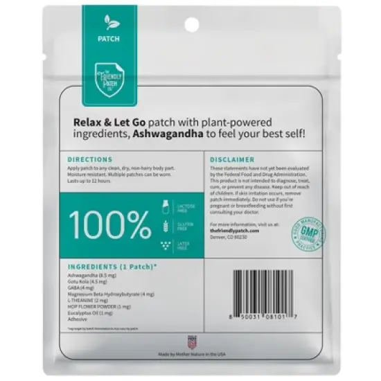 The Friendly Patch Zen Patches 28 Stress, Relax, Calm, Ashwagandha, Gaba & Gotu Kola image {3}