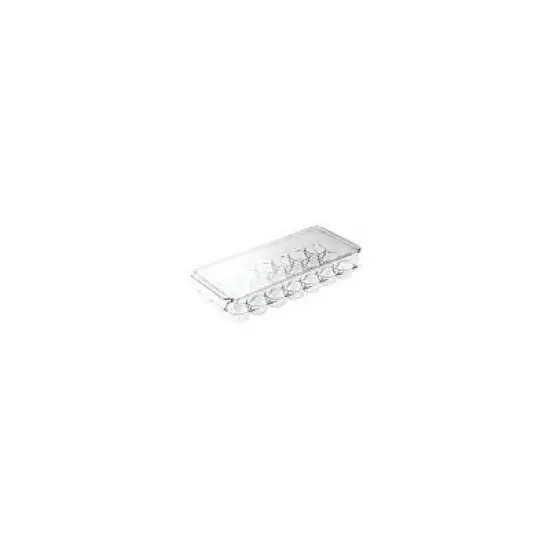 InterDesign Covered Egg Holder - Refrigerator Storage Container, 21 Egg Tray, Clear image {1}