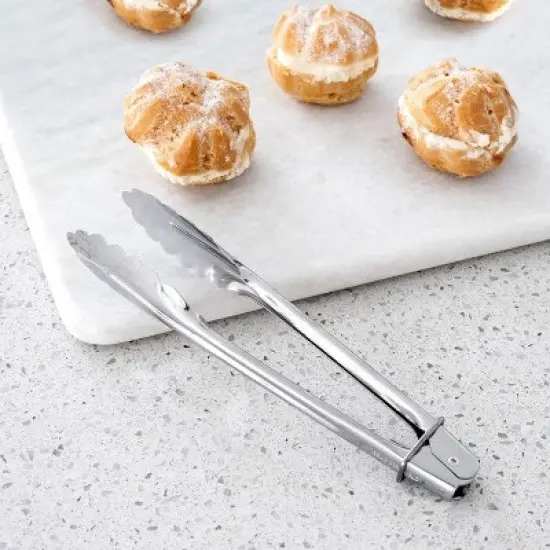 Better Houseware 9-In. Stainless Steel Tongs with Lock in Silver image {1}