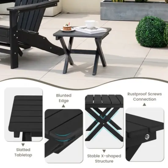 Costway Outdoor Folding Side Table Weather-Resistant HDPE Adirondack Table Black/Gray image {5}