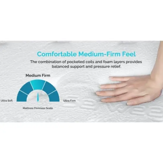 Serweet Cooling 12 inch 5-Zone Hybrid Mattress - Compatible with Platform Bed, Box Spring, or Slat Base image {8}