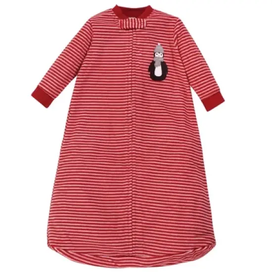 Hudson Baby Infant Long-Sleeve Fleece Sleeping Bag, Red Penguin, 0-9 Months image {1}