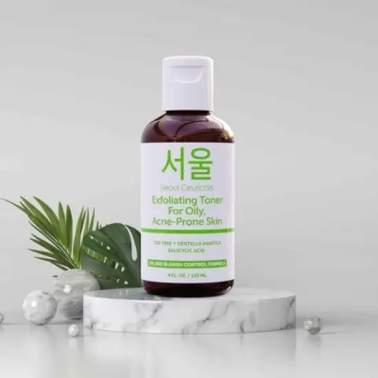 Seoul Ceuticals Korean Skin Care Exfoliating Korean Toner for Oily Acne Prone Skin - Korean Beauty Skincare Tea Tree Toner for Face, 4oz image {2}