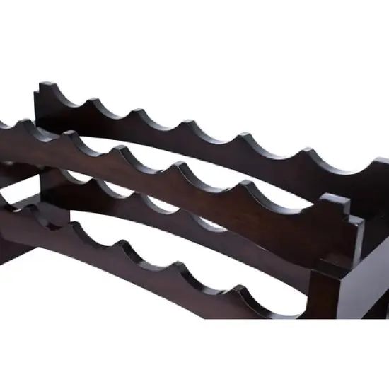 BIRDROCK HOME Stackable Wood bottle Rack  - 2 Wooden Wave Bars - Set of 2-12 Bottle - Espresso image {1}