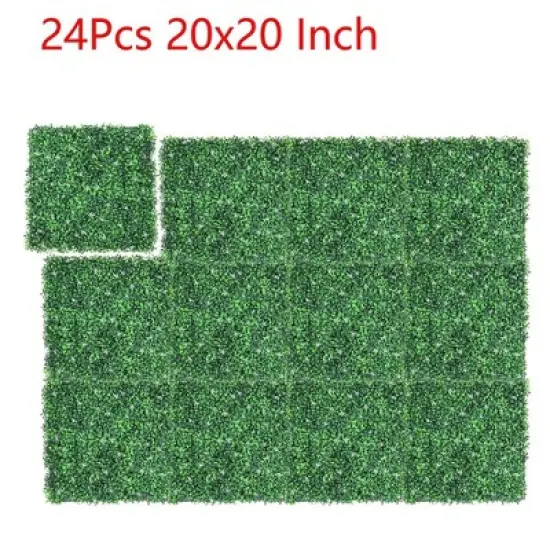 24PCS 20"x20" Grass Wall Artificial Boxwood Panels Wall Hedge Decor With 100 Zip Ties image {6}