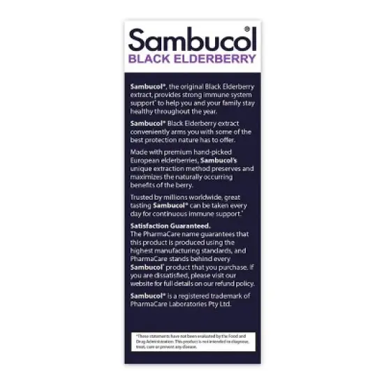 Sambucol Black Elderberry Advanced Vegan Immune Support Syrup with Vitamin C and Zinc - 4 fl oz image {2}