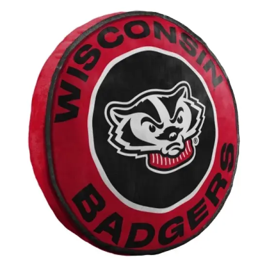 15" NCAA Wisconsin Badgers Cloud Pillow: Team Logo Round Plush image {4}
