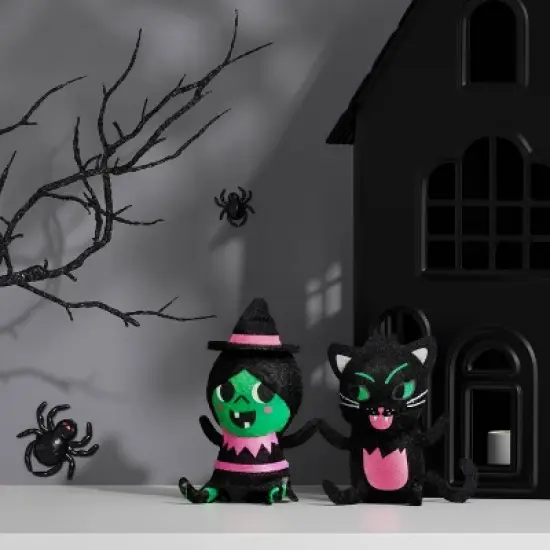 Witch and Cat Duo Figurine - Hyde and EEK! Boutique&trade; Black image {1}