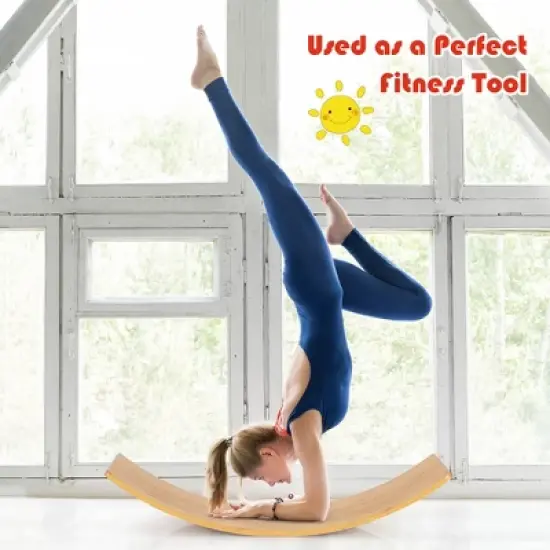Babyjoy Wooden Wobble Balance Board 35.5" Rocker Yoga Curvy Board Toy Kids Adult image {3}