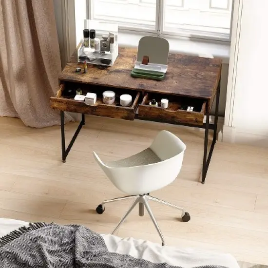 Bestier Office Writing Computer Workstation Desk w/ 2 Drawers image {3}
