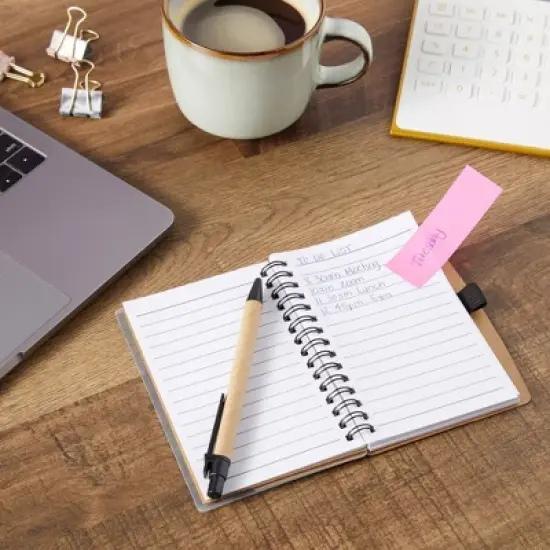 Juvale 6 Pack Small Notepad With Pen and Colored Sticky Index Tabs, Kraft Paper Cover Lined Spiral Notepad (4 x 5.5 In) image {1}