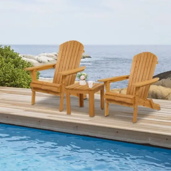 Karl Home Patio Folding Wooden Adirondack Chair image {6}