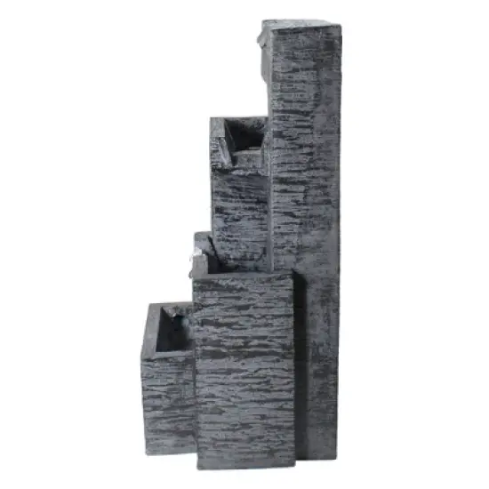 Northlight 32.25" Black and Gray Lighted Three-tier Outdoor Garden Water Fountain image {3}