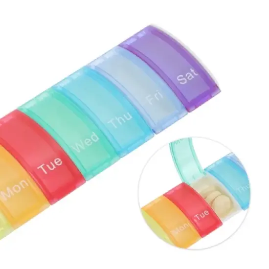 Unique Bargains 7 Grid Colorful Mini Pill Case Colorful 1 Pc image {2}