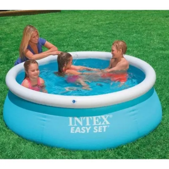 Intex  Easy Set Inflatable Puncture Resistant Above Ground Portable Outdoor Swimming Pool for Kids and Adults, Blue image {5}