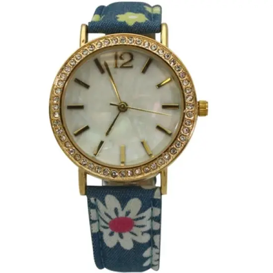 OLIVIA PRATT FLOWERS AND DENIM STRAP WATCH image {5}