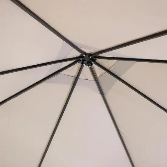 Sunnydaze Steel Open Gazebo with Weather-Resistant Polyester Fabric Top and Black Metal Frame for Backyard, Garden, Deck or Patio - 10' x 10' - Gray image {4}