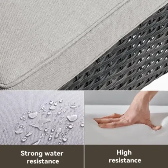 4 Pieces Patio Furniture Set with Fire Pit Table, Outdoor Sofa Set with 50000 BTU Fire Pit All Weather Wicker Patio Couch and Club Chair image {5}