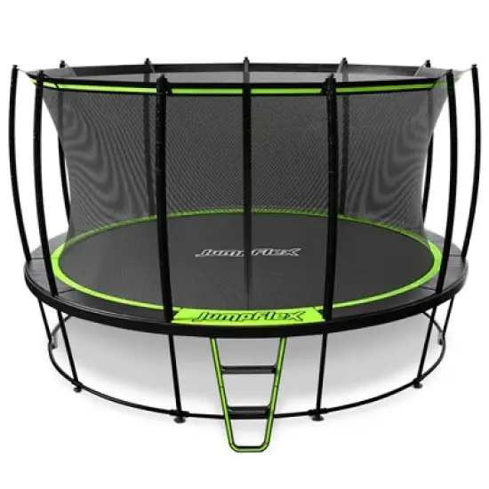 JumpFlex HERO Round Outdoor Backyard Trampoline Playset for Kids with Net Safety Enclosure and Ladder image {7}