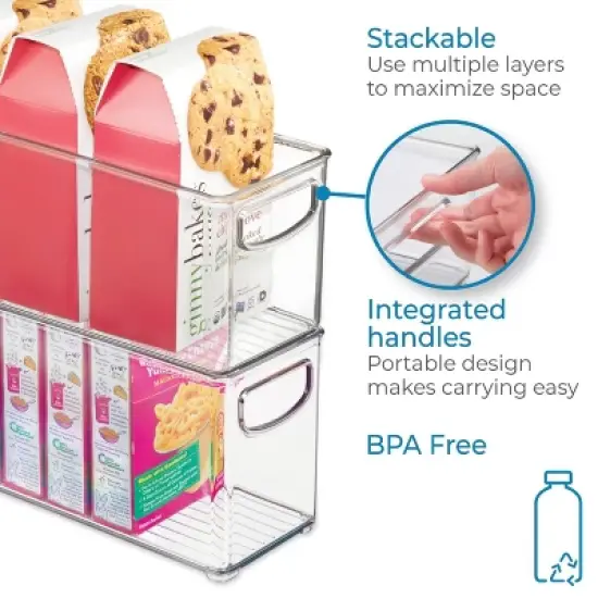 iDESIGN 4pc 10"x8"x5" Recycled Plastic Organizer Bin Set: Clear Kitchen Storage & Organization, Dishwasher-Safe image {5}