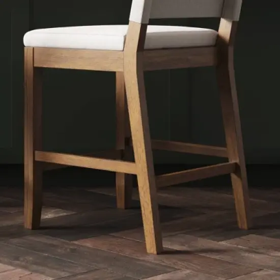 Linus Wood Upholstered Sling Back Barstool - Nathan James image {4}