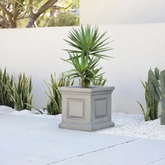 LuxenHome Gray MgO Square Box Flower Pot Planter image {4}