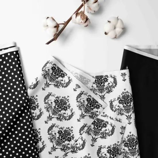 Bacati - Classic Damask Black/Grey/White 4 pc Crib Bedding Set with Diaper Caddy image {1}