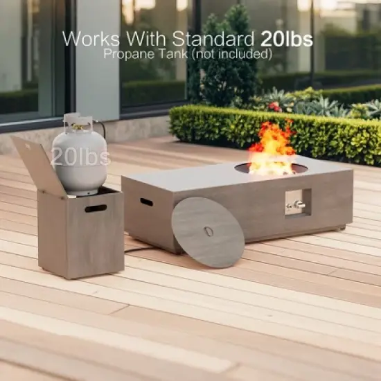 Evita 50,000 BTU Outdoor Fire Pit Table with Glass Stone and Rain Cover-48 *20.9*12.4 Inch image {5}